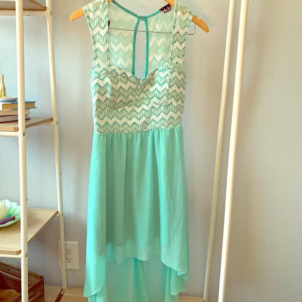 Hi lo turquoise dress